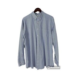 ROWM Shirt Mens Sz XLT Blue White Gingham Plaid Button Up Long Sleeve Cotton T4